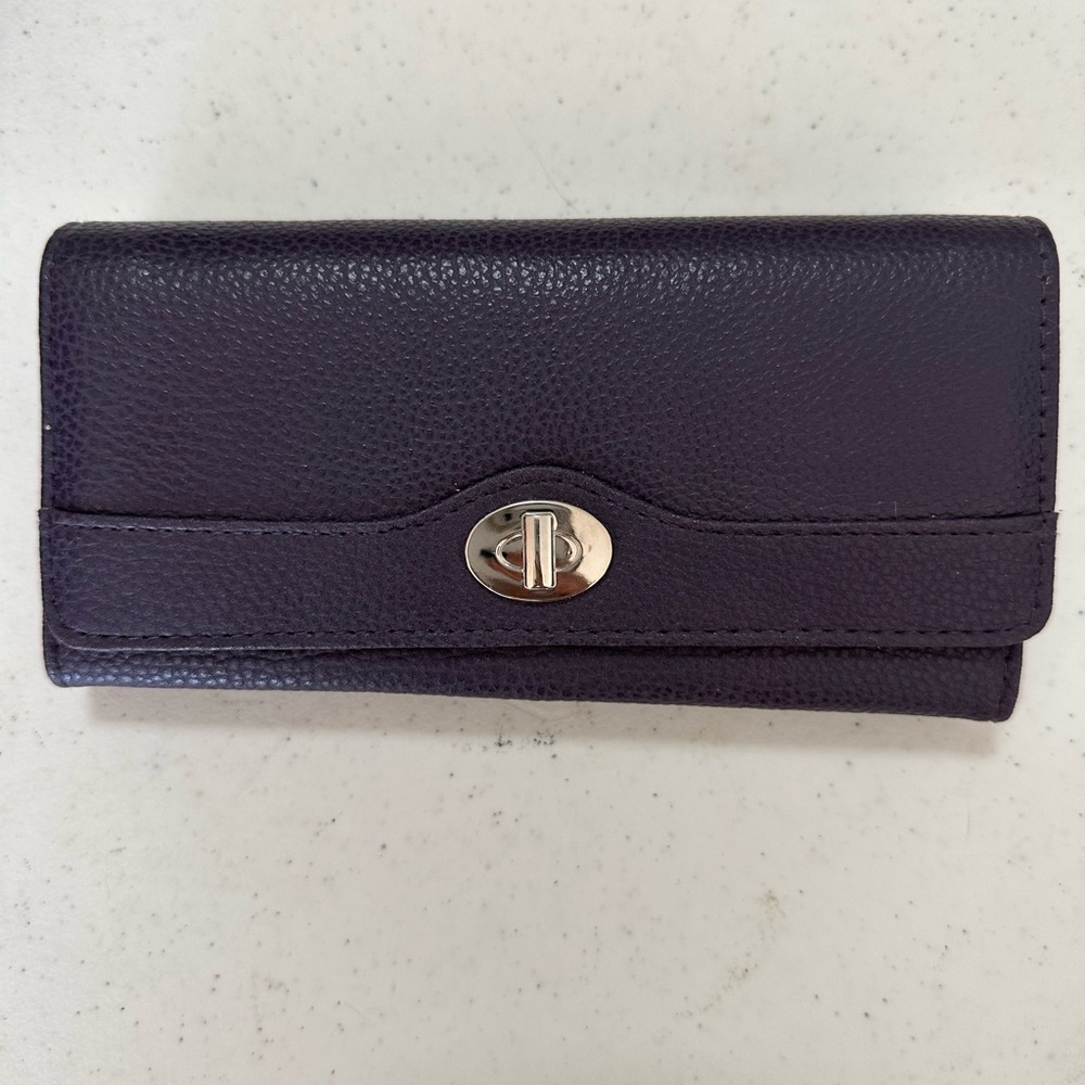 Purple Long Wallet Mundi Multi Pockets Compartments Card Slots NWT - Picture 1 of 6